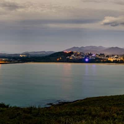 Coffs Harbour boat harbour blue hour pano NSW, Australia