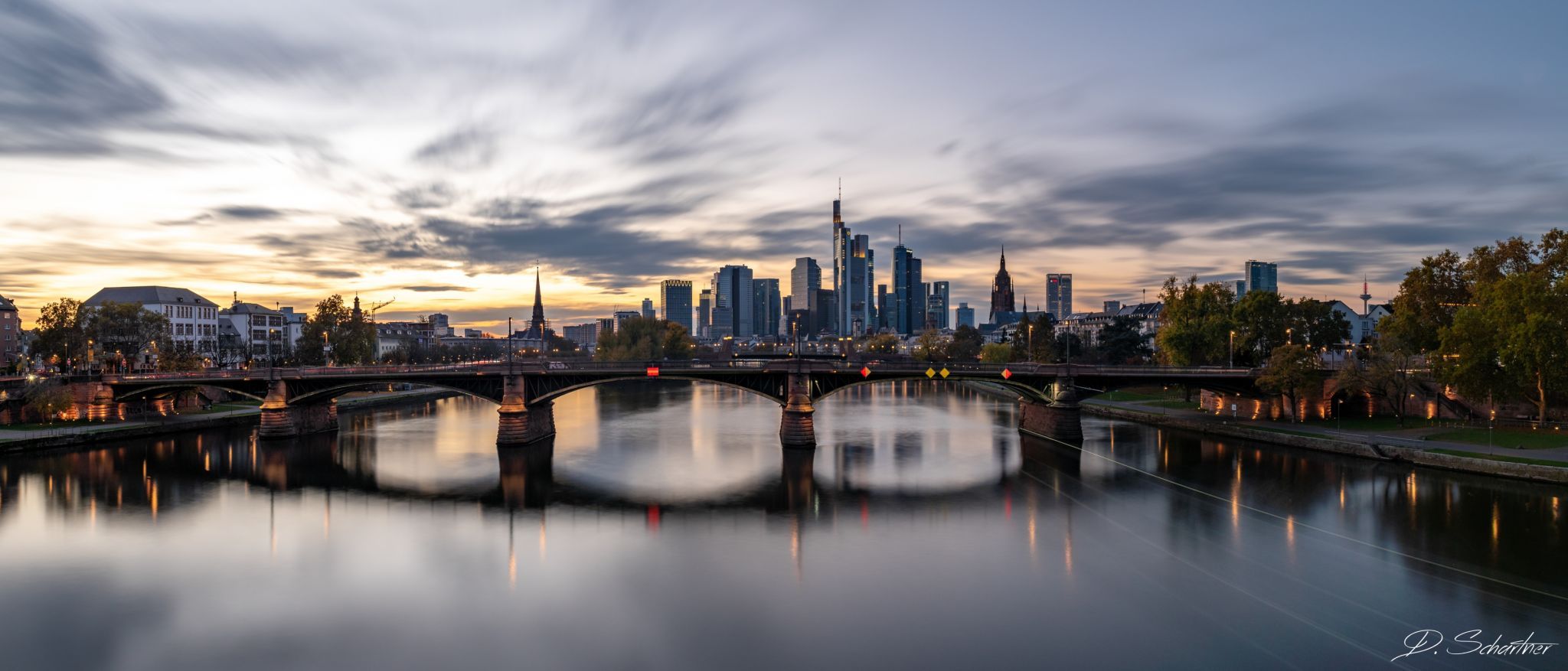 View from the Flößerbrücke, Frankfurt am Main, Germany