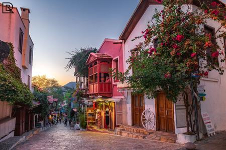 Kas shopping street with typical buildings