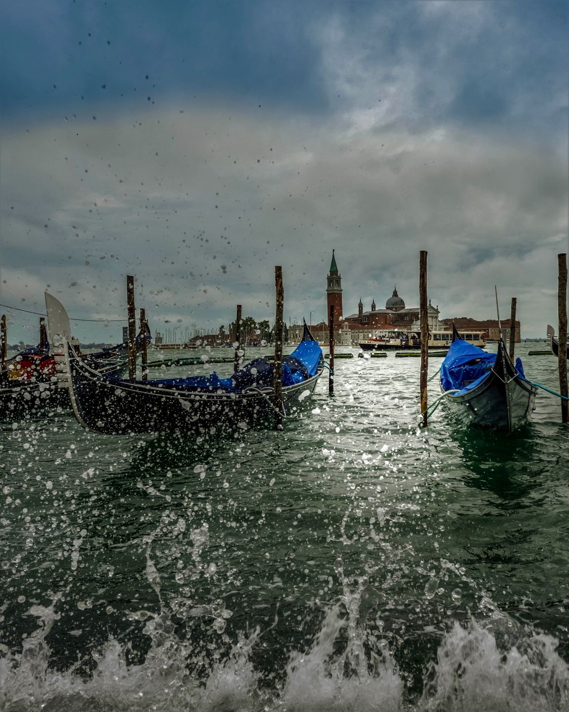 Moving Gondolas at Grand Canal, Venice, Italy