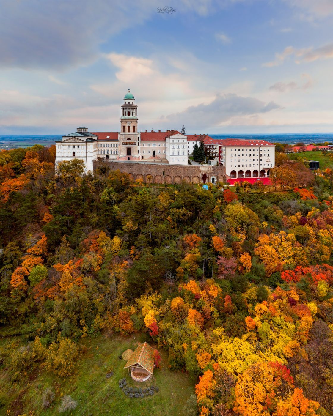 Pannonhalma Benedictine abbey  arieal view, Hungary