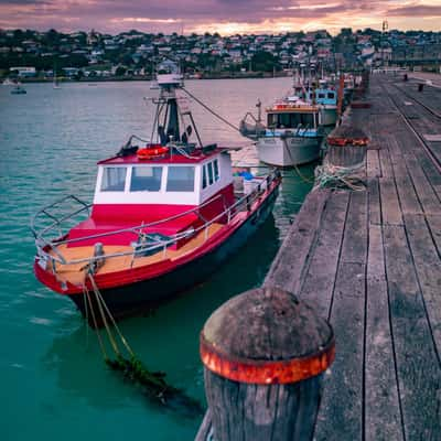 Sunset at the Jetty at Oamaru Harbour, South Island, New Zealand