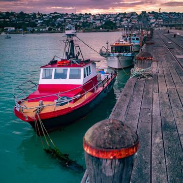 Sunset at the Jetty at Oamaru Harbour, South Island, New Zealand