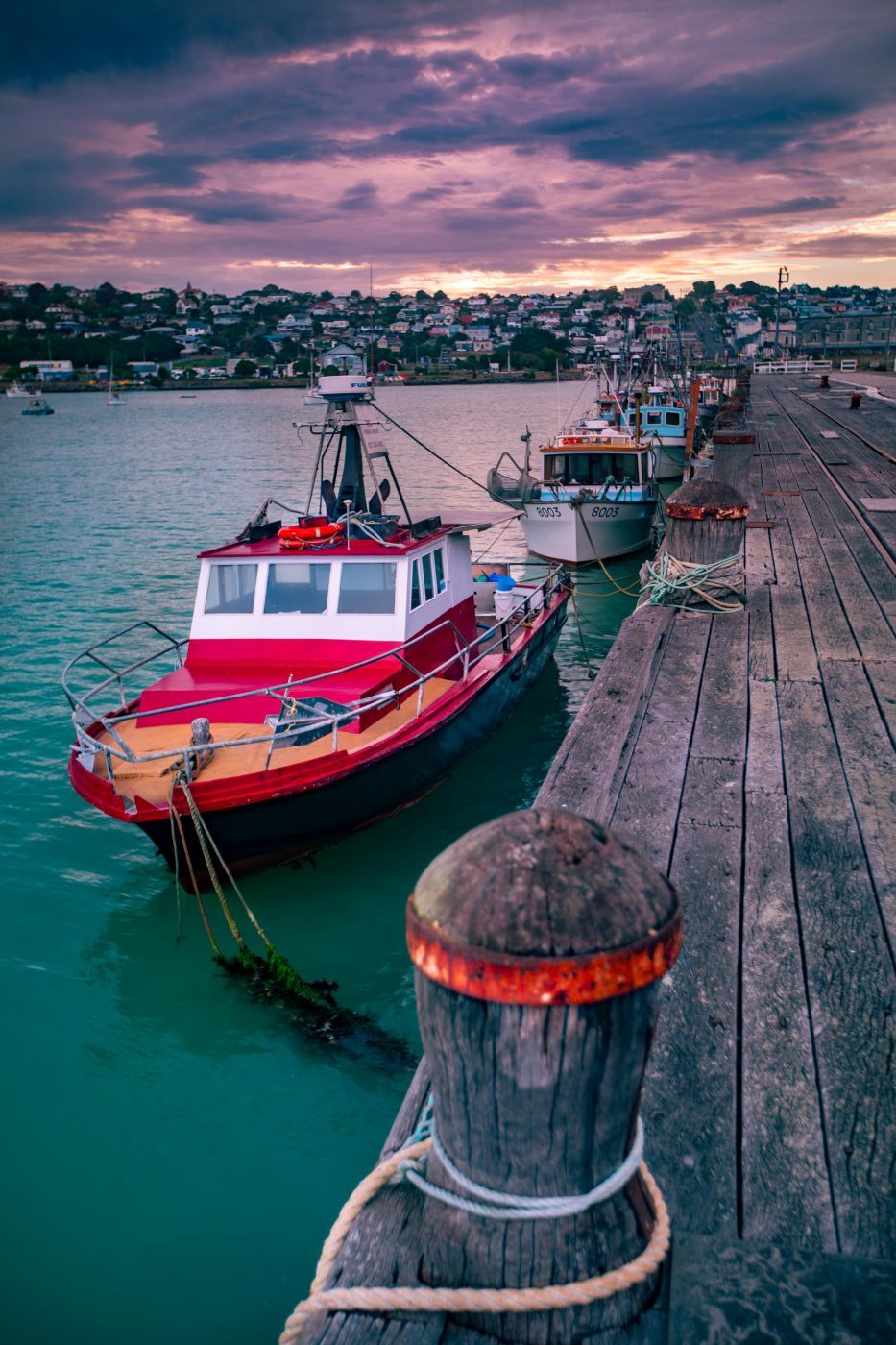 Sunset at the Jetty at Oamaru Harbour, South Island, New Zealand