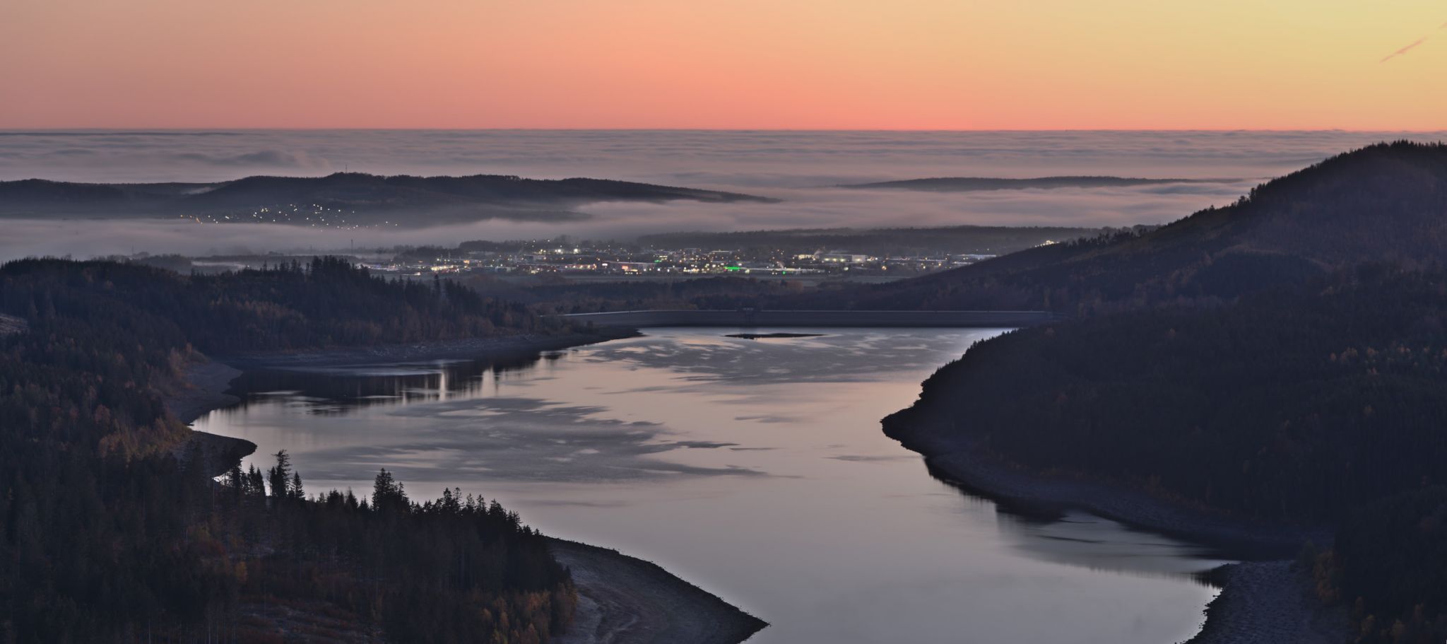 View from Altarklippen towards Granetalsperre / Wolfshagen, Germany