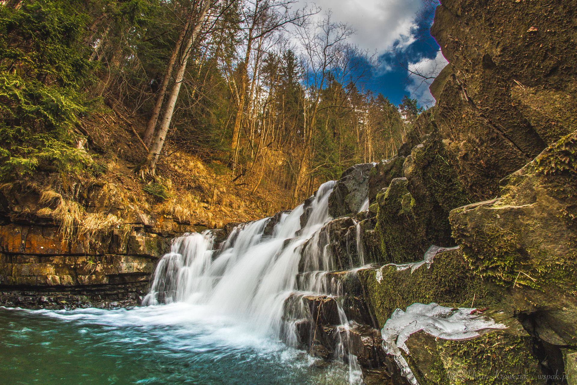 waterfall in Korbielów (Beskidy mountains), Poland