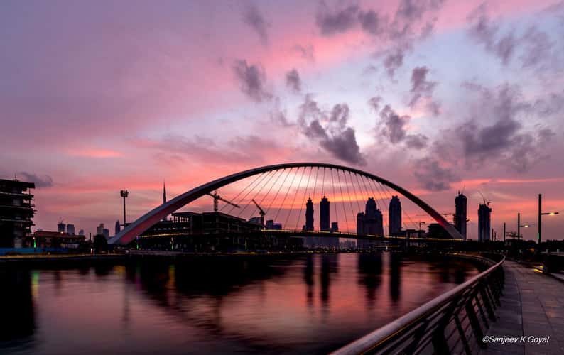Dubai Water Canal with the Tolerance Bridge