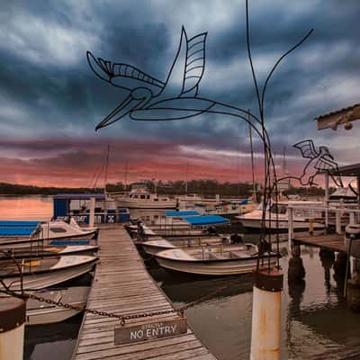 Dunbogan Boat Shed And Marina Sunset. New South Wales, Australia