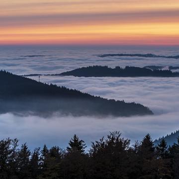 Evening inversion in the mountains, Czech Republic