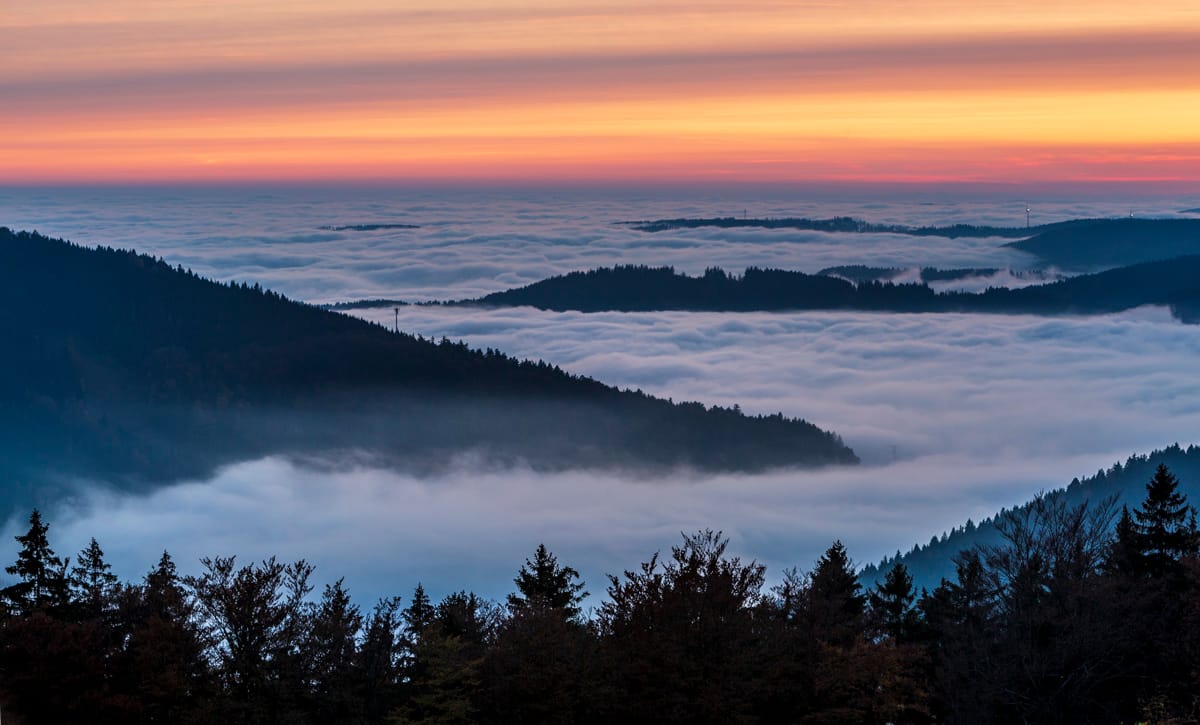 Evening inversion in the mountains, Czech Republic