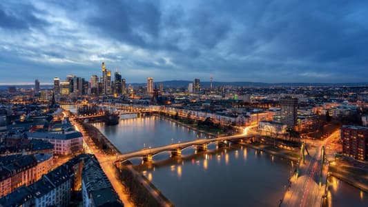 Frankfurt am Main - Skyline View from  Main Plaza