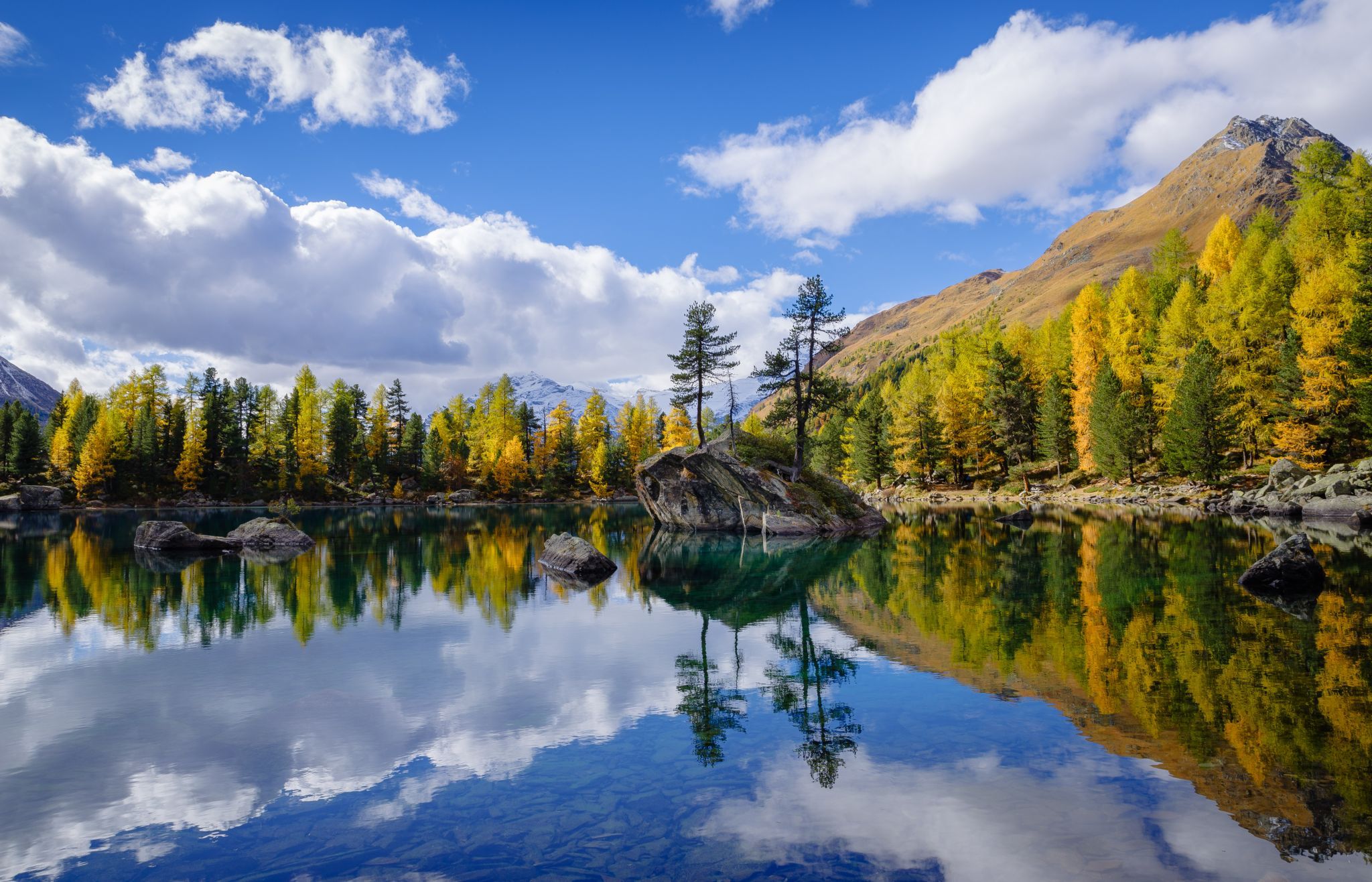 Golden season at Lago di Saoseo, Switzerland