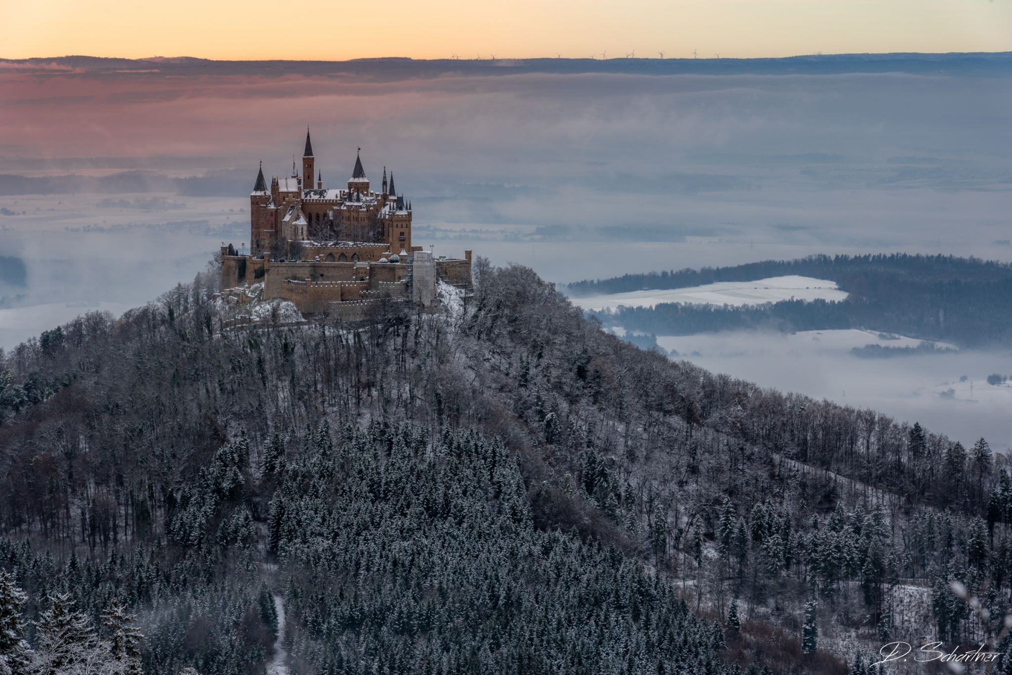 The view on Hohenzollern Castle from Zellerhorn Gipfel, Germany