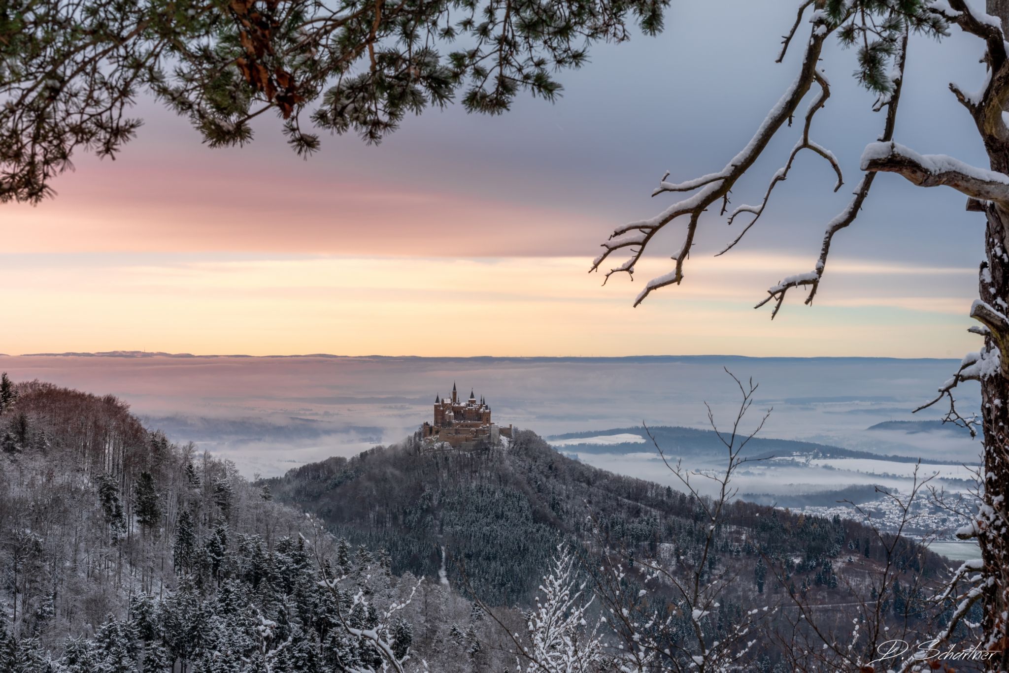 The view on Hohenzollern Castle from Zellerhorn Gipfel, Germany