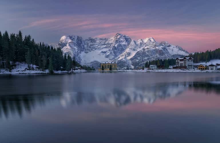Hotel at Lake Misurina, Dolomites