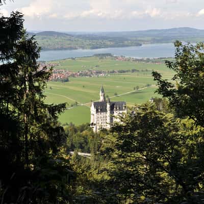 Little known viewpoint Neuschwanstein and Marienbrücke., Germany