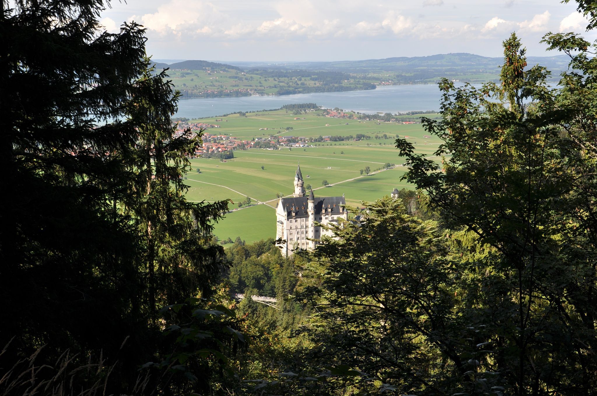 Little known viewpoint Neuschwanstein and Marienbrücke., Germany
