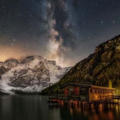 Milky Way above the Lago di Braies, Italy