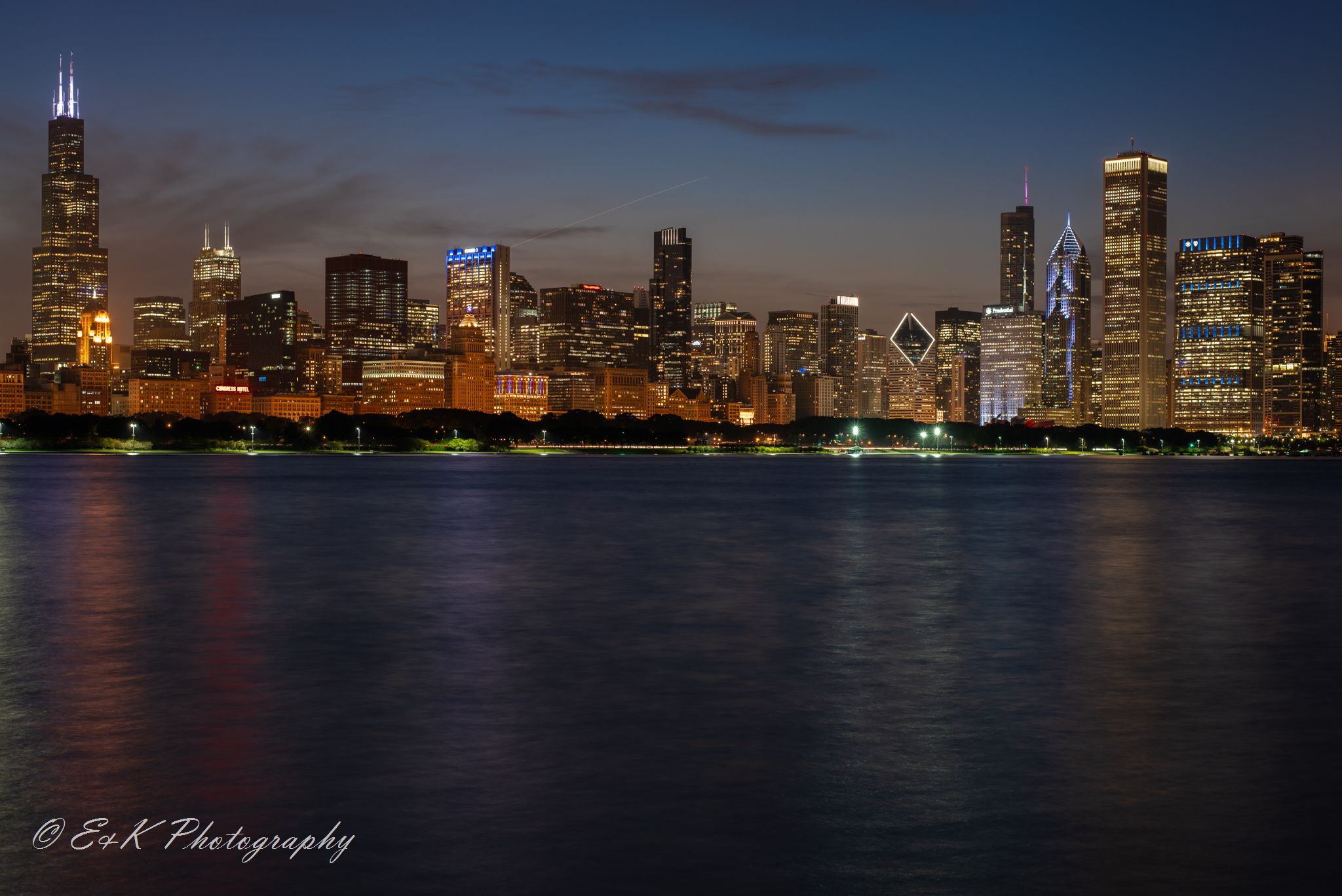 Skyline of Chicago from Adler Planetarium, USA