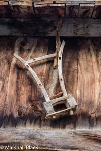 Traditional horreo granary and farm implement / tool