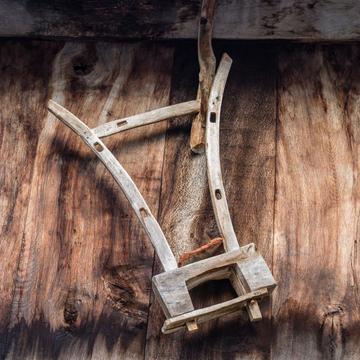 Traditional horreo granary and farm implement / tool, Spain