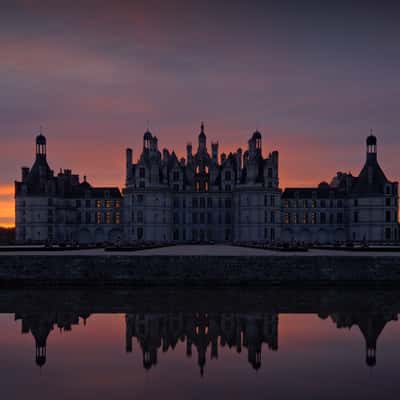 Chambord Castle seen from the Cosson river, France