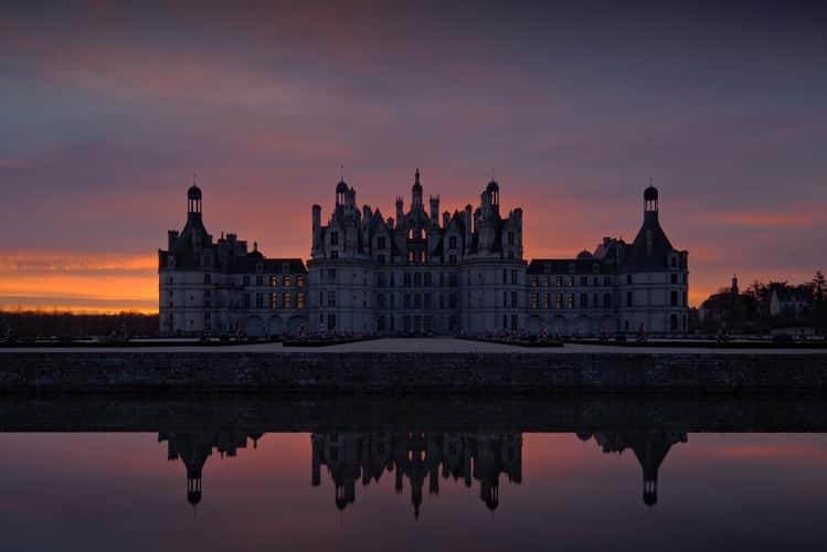 Chambord Castle seen from the Cosson river