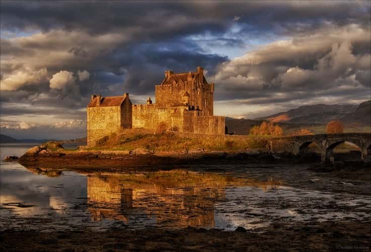 Side view of Eilean Donan Castle, Scotland