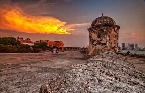 Old fort sunset Cartagena, Colombia