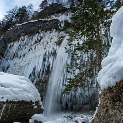 Pericnik Falls at winter, Slovenia