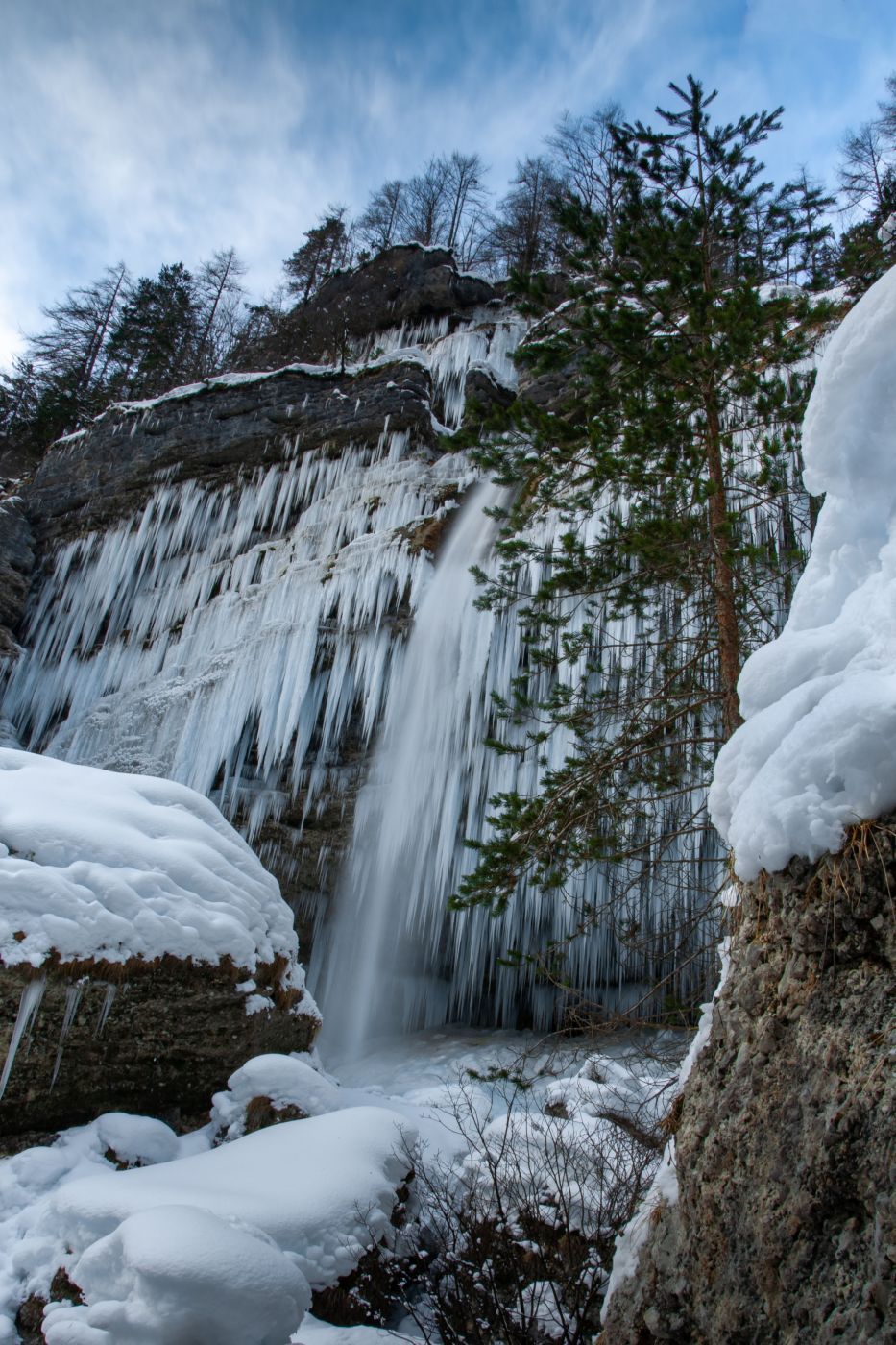 Pericnik Falls at winter, Slovenia