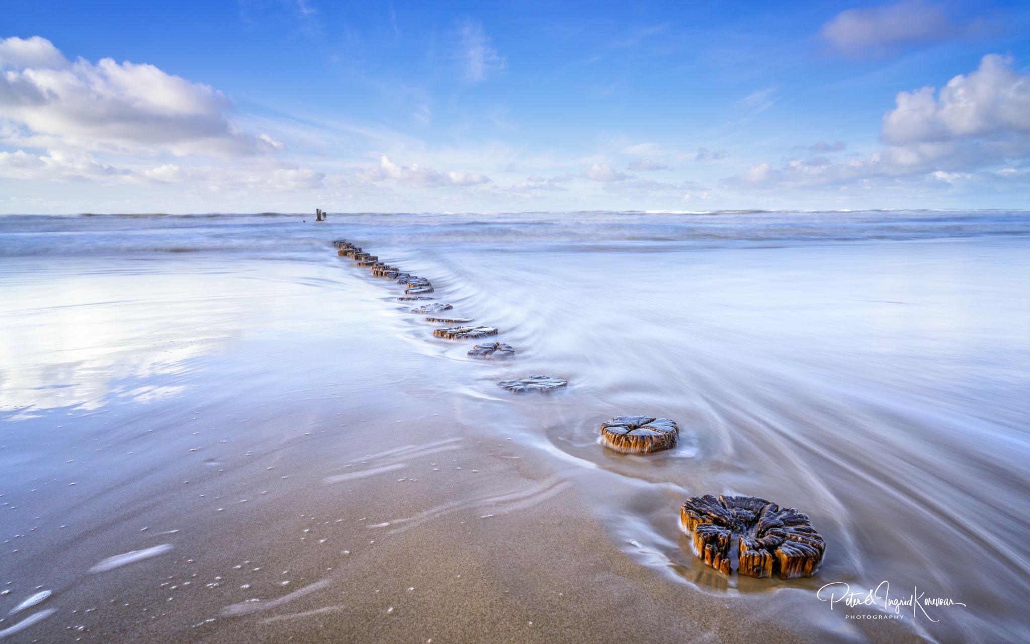 Small posts on the coast, Netherlands
