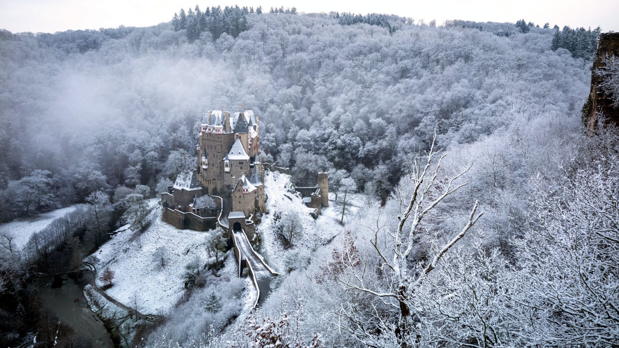 Upper view of Eltz Castle, Germany
