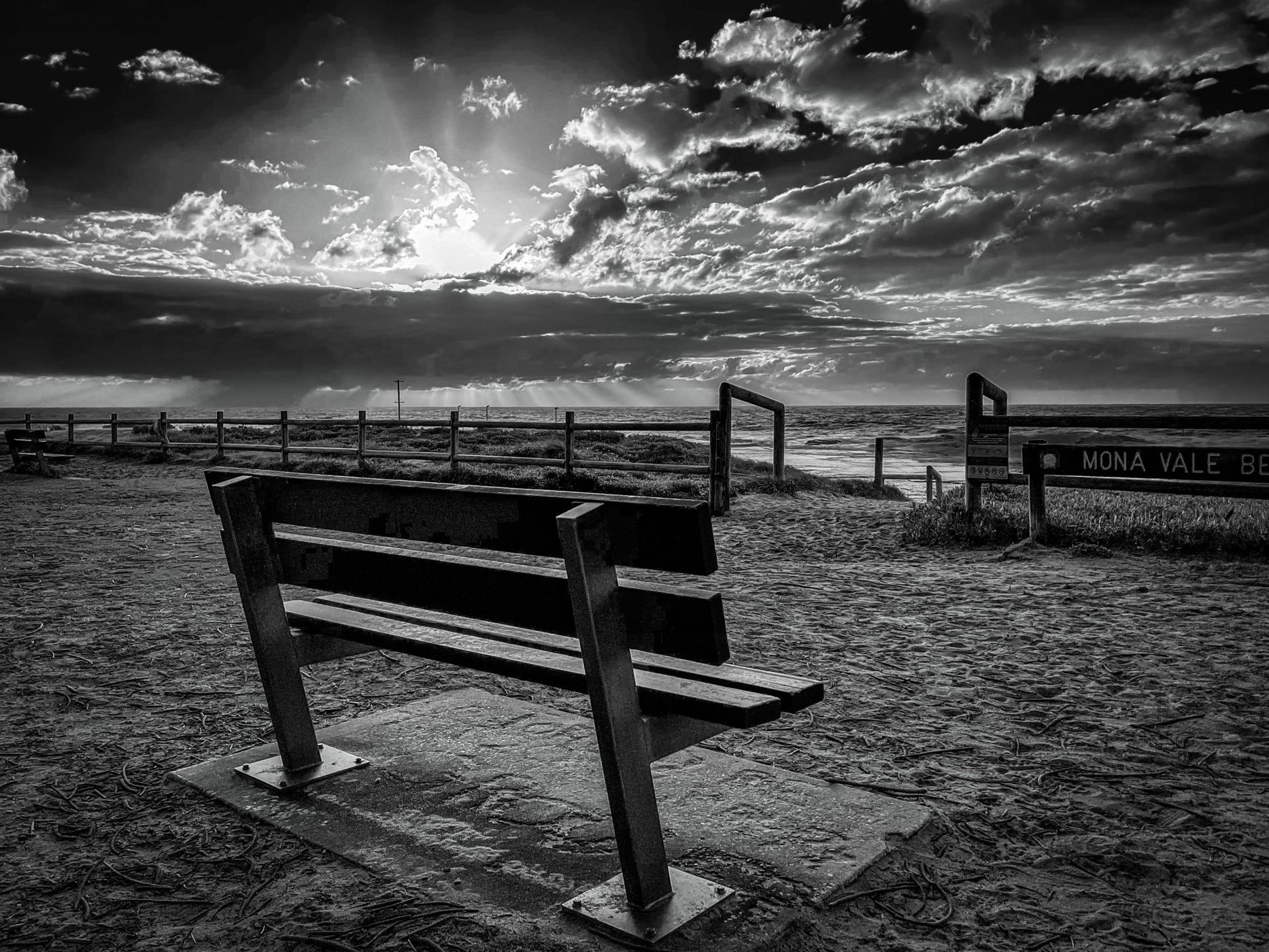 Chair with a view Mona Vale Pool B&W Northern Beaches NSW, Australia