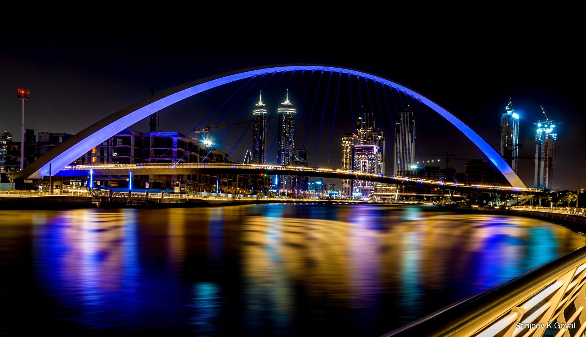 Dubai Water Canal with the Tolerance Bridge, United Arab Emirates