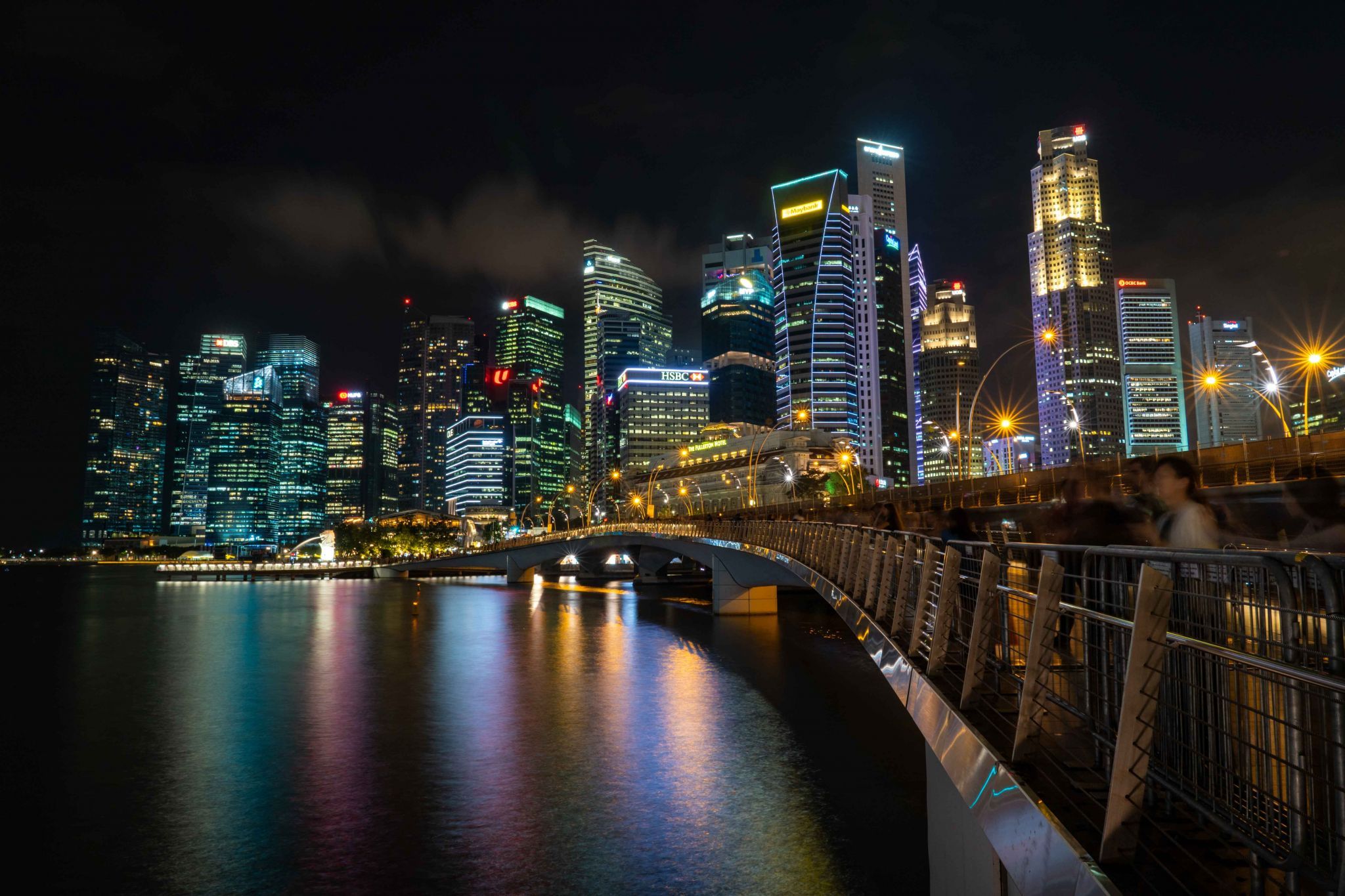 View of Financial District with Jubilee Bridge, Singapore