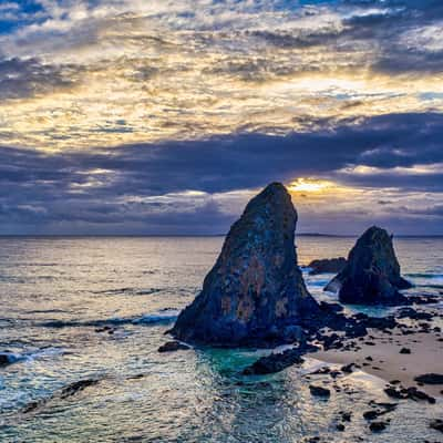 Glasshouse Rocks Drone Sunrise Narooma, Australia