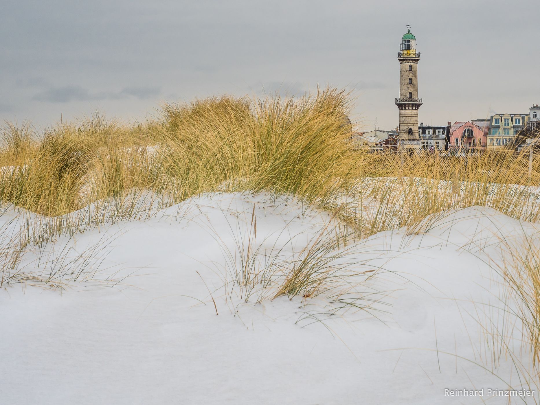 Lighthouse Warnemünde from the Beach, Germany