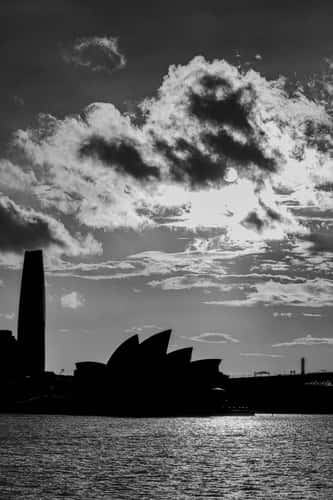 Opera House Silhouette in B&W Sydney Harbour Sydney