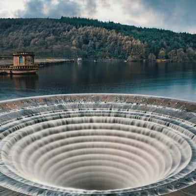 Plughole at Ladybower Reservoir, Peak District, United Kingdom