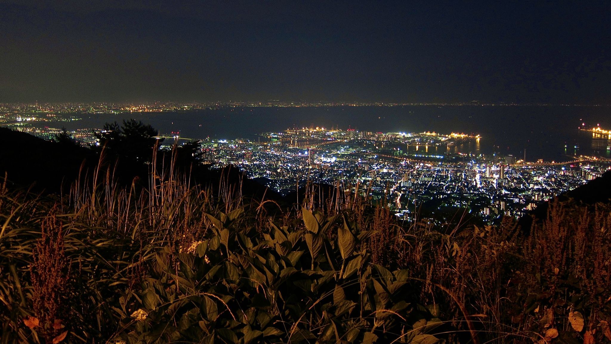 View of Osaka Bay and Kobe City from Mt. Rokko, Japan