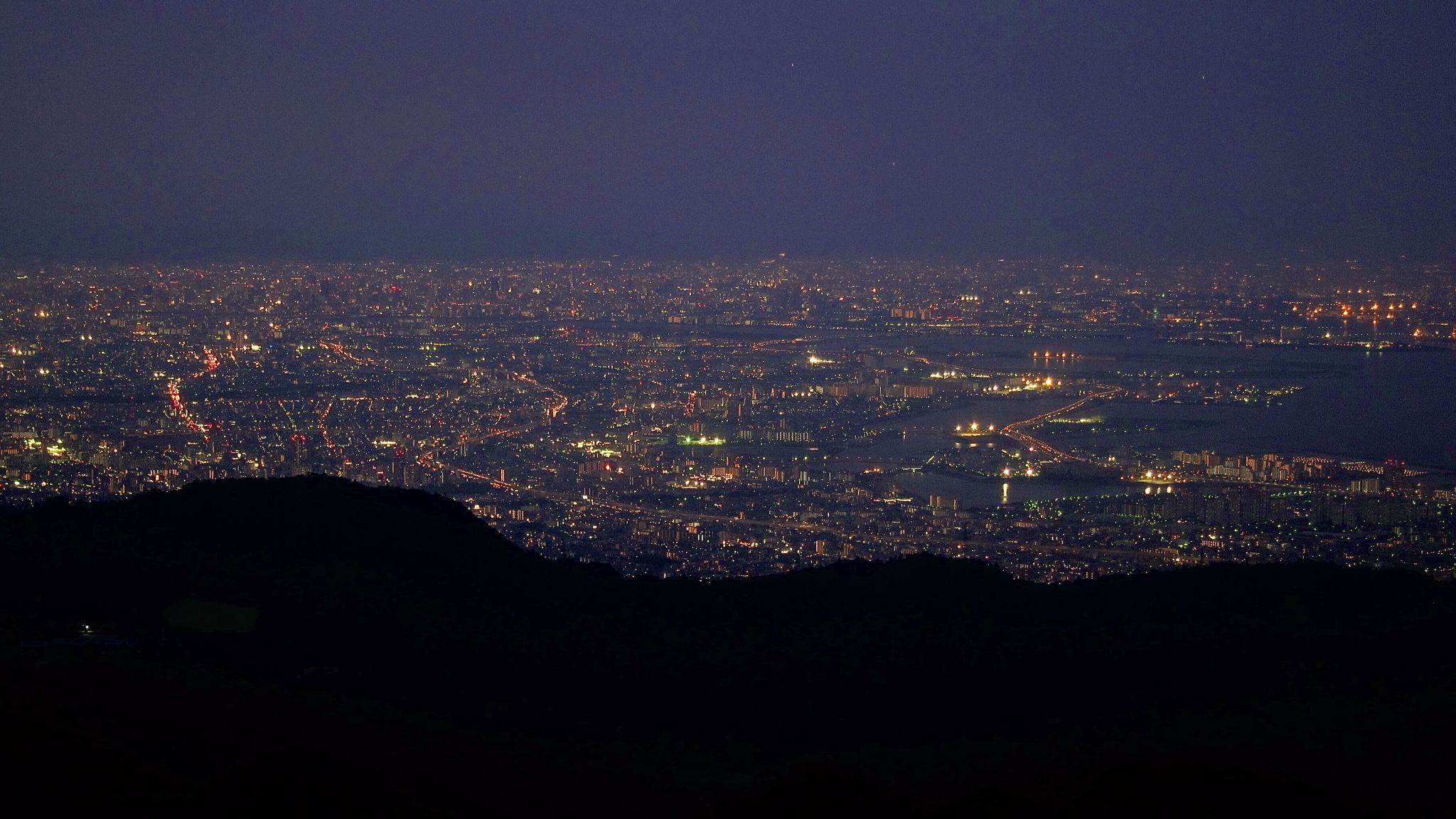 View of Osaka Bay and Kobe City from Mt. Rokko, Japan