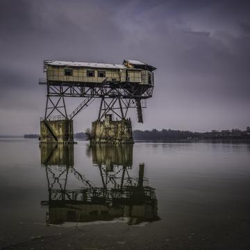 Abandoned coal loader tower, Hungary
