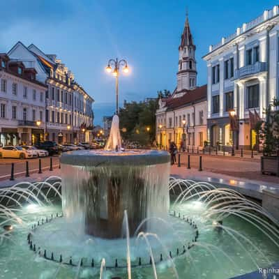 End of the day in the old town of Vilnius, Lithuania