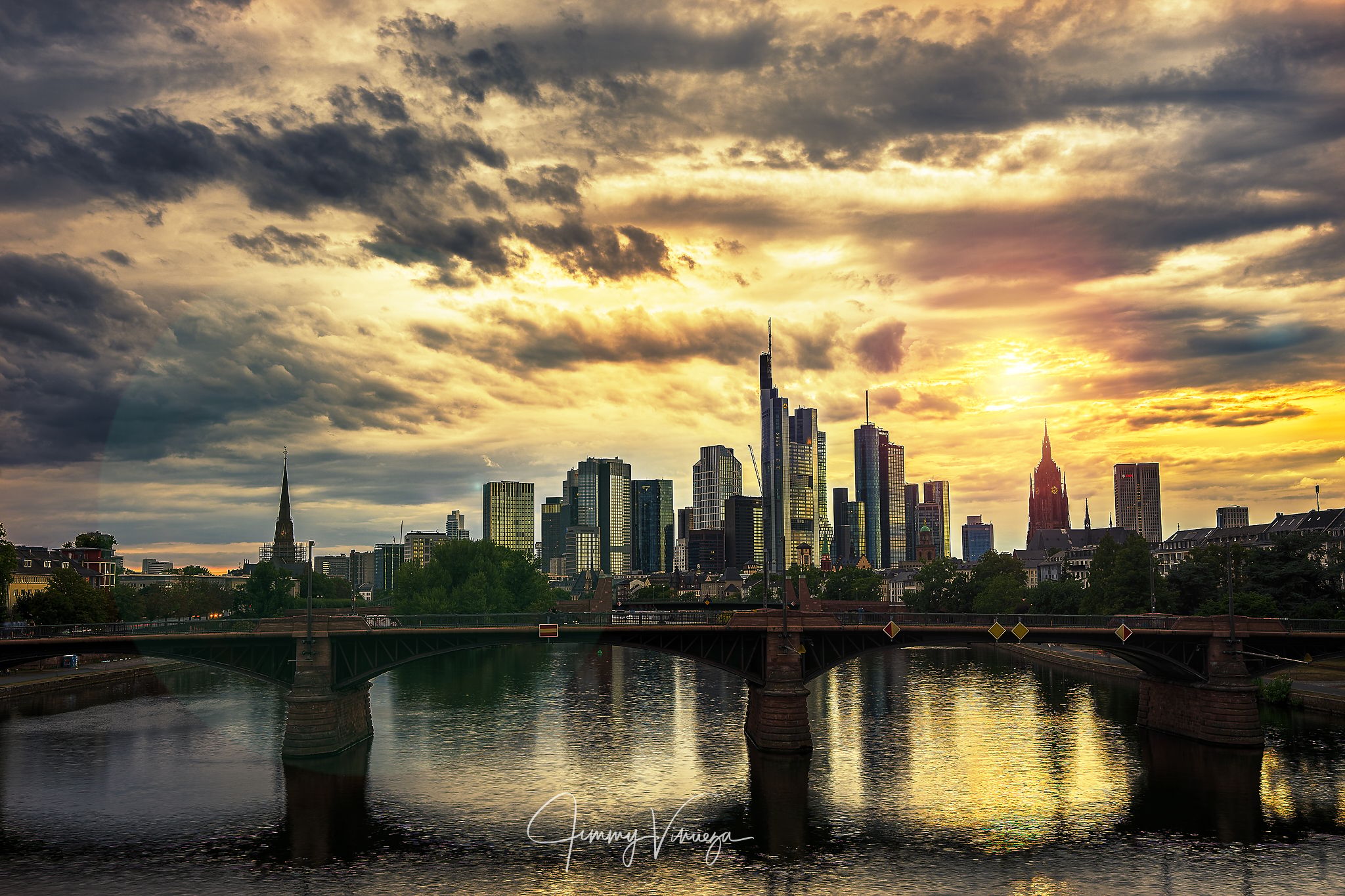 View from the Flößerbrücke, Frankfurt am Main, Germany