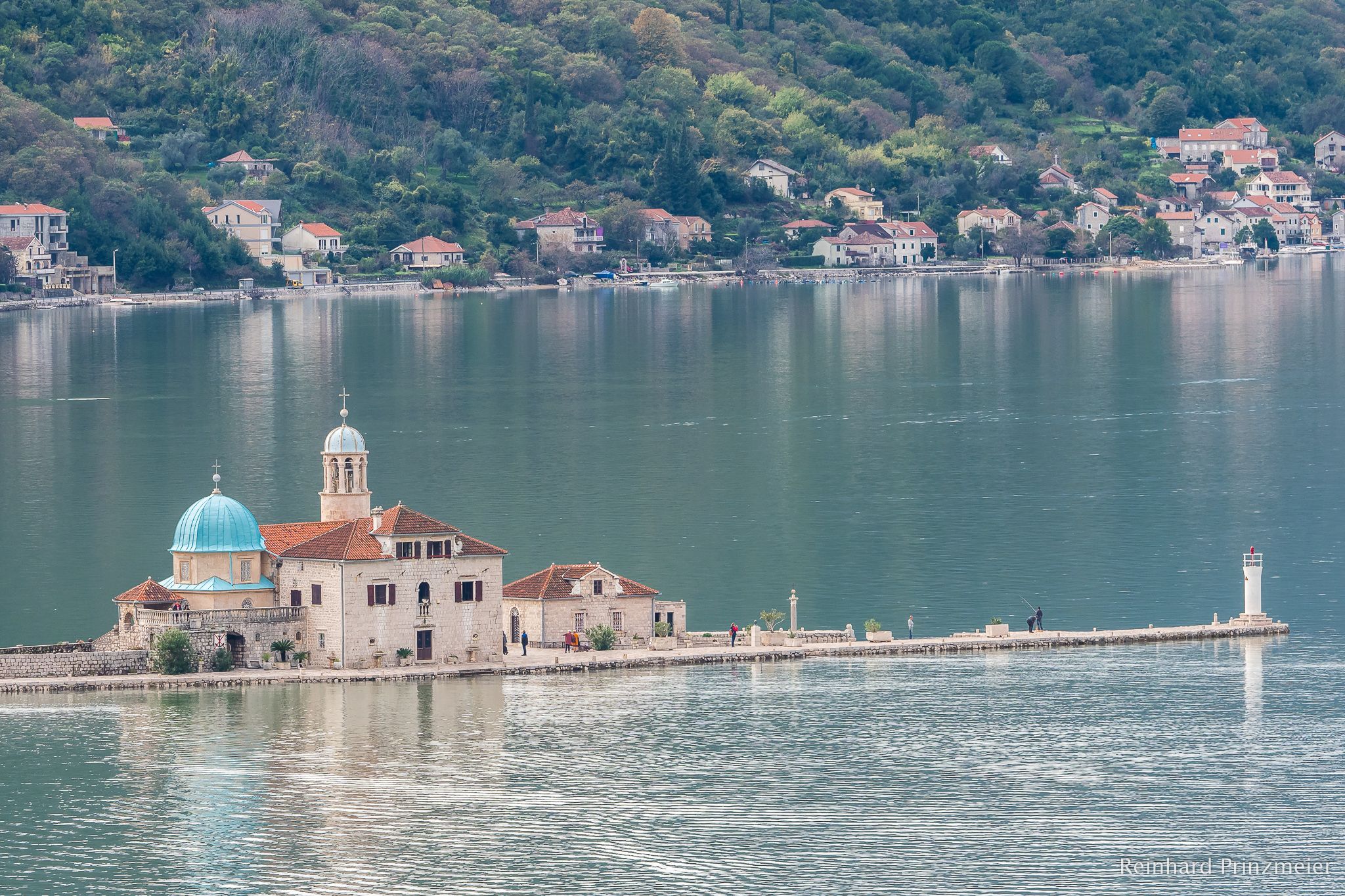 Looking over the 'Lady of the Rock' Island, Montenegro
