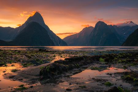 Milford Sound Sunrise at low Tide South Island