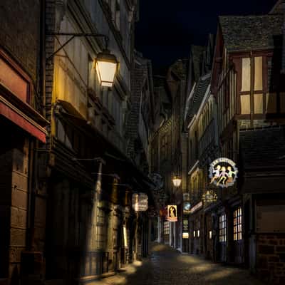 Inside the town Le Mont-Saint-Michel, France