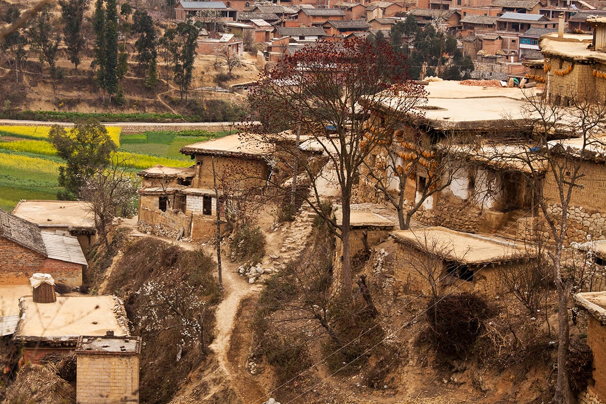 Old clay village in Yunnan, China