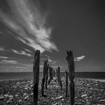 Old jetty ruins B&W Kingscote Kangaroo Island SA, Australia